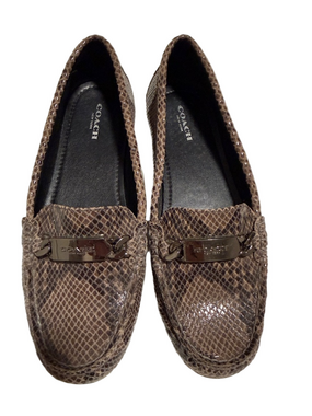 Coach Womens Fredrica Loafers Snake Print Leather Sz 7.5